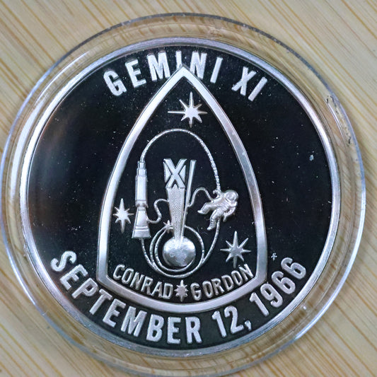 Franklin Mint American Space Flight Medal - Gemini XI Sterling Silver Proof w/ Capsule