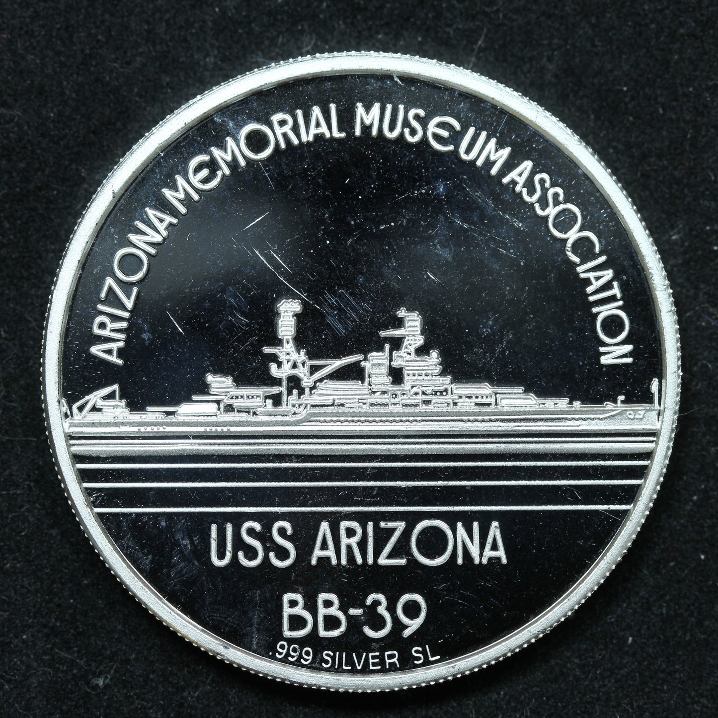 1 oz .999 Fine Pearl Harbor USS Arizona Silver Round Memorial Museum Association