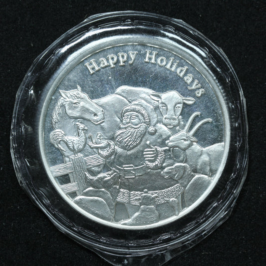 1 oz .999 Fine Silver - 2012 Christmas Happy Holidays Peace Joy Engravable SEALED
