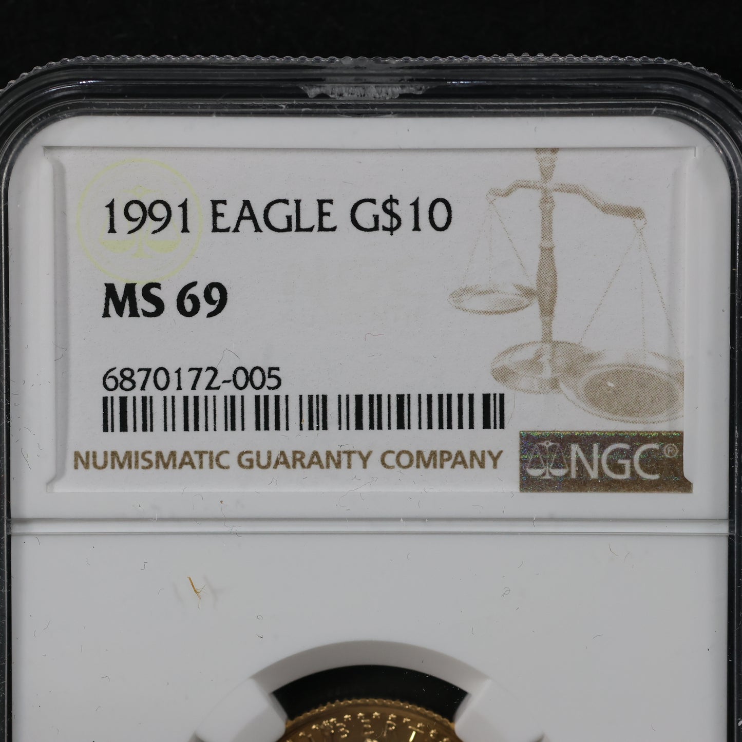 1991 1/4 oz Gold American Eagle 10$ Bullion Gold Coin - NGC MS 69