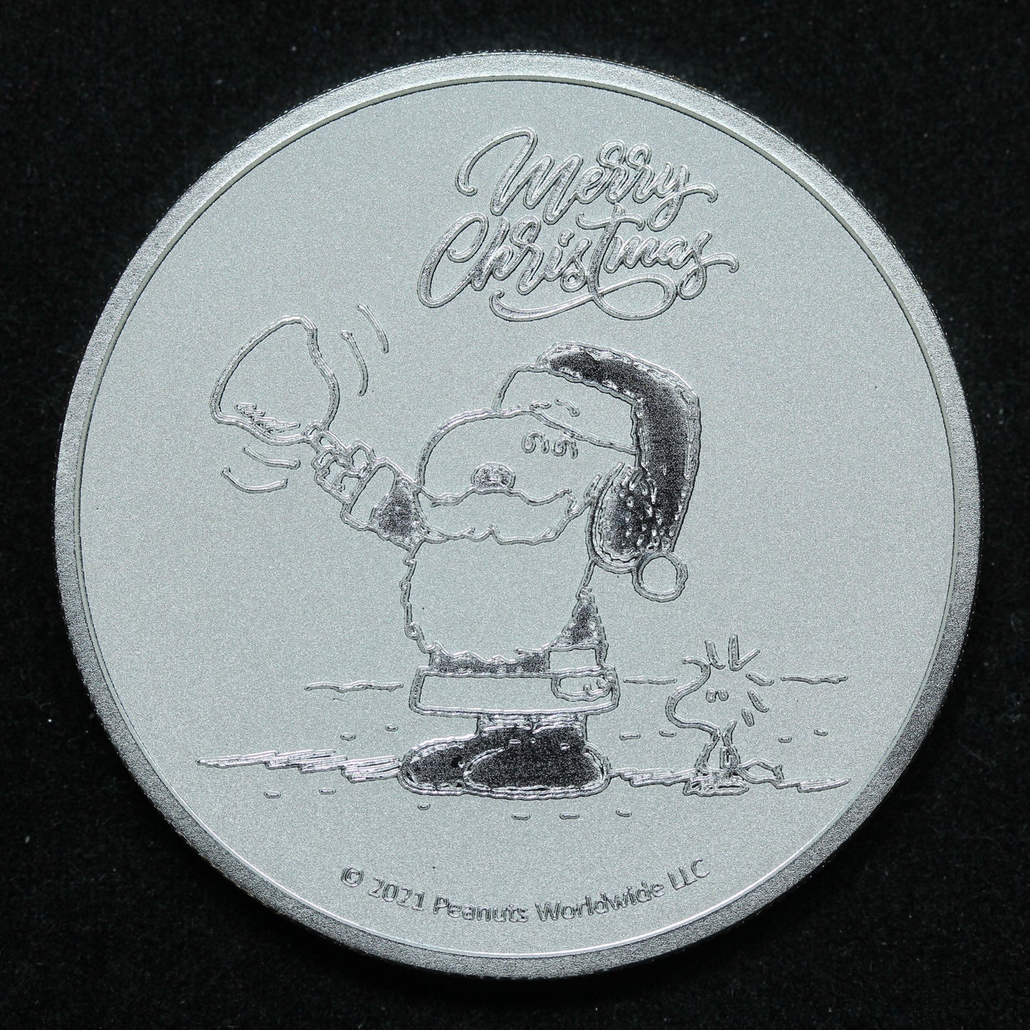 1 oz .999 Fine Silver - Peanuts® Snoopy & Woodstock Christmas Round