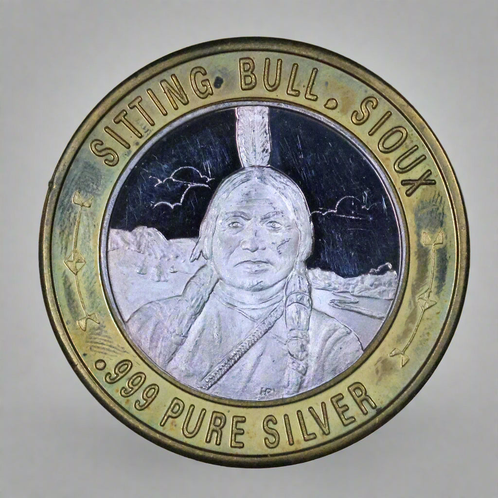 Native American Series Gaming Casino Token - .999 Fine Silver - Sitting Bull w/ Capsule