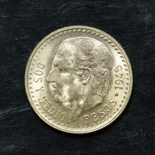 1945 2.5 Pesos Dos Y Medio Pesos Mexico Gold Coin