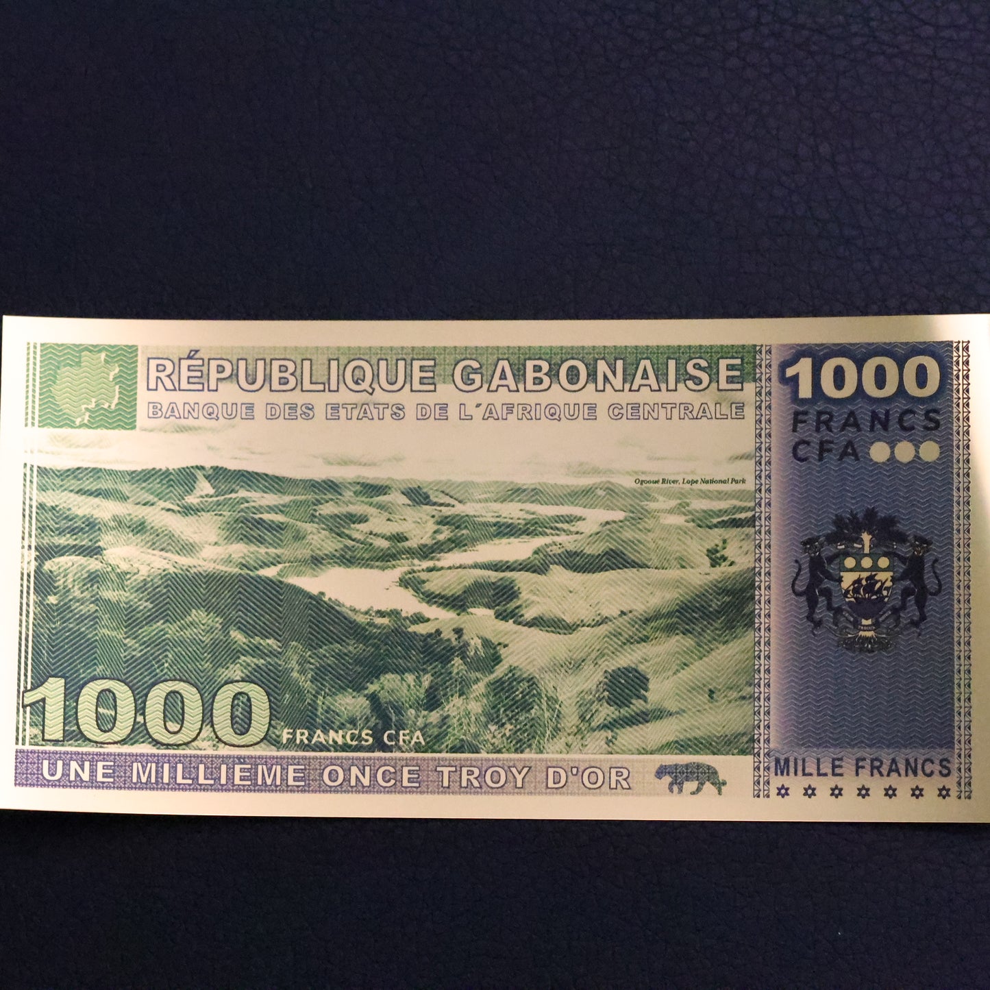2021 Gabonese Republic 1000 Francs 1/1000th oz Gold Bill Aurum Elephant 000000338