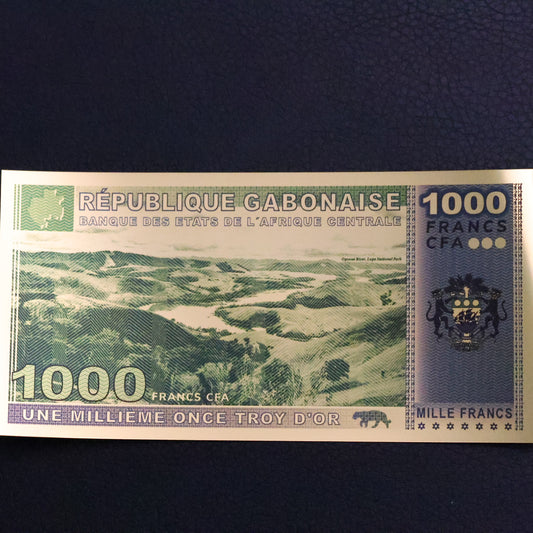 2021 Gabonese Republic 1000 Francs 1/1000th oz Gold Bill Aurum Elephant 000000338