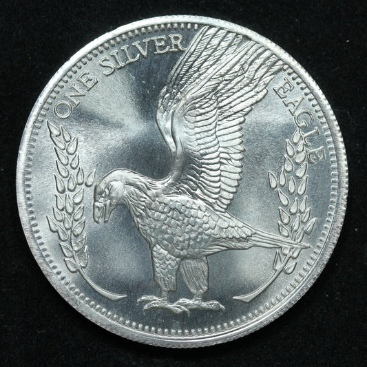 1 oz .999 Fine Silver Round Vintage ONE SILVER EAGLE GOD FAMILY COUNTRY