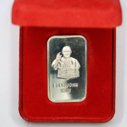 1973 American Silver Editions - Pope John XXIII - 1 oz .999 Fine Silver Bar w/ Box