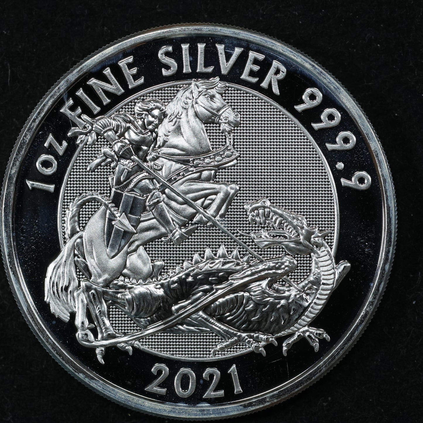 2021 British Silver Valiant St George & the Dragon Coin w/ Capsule