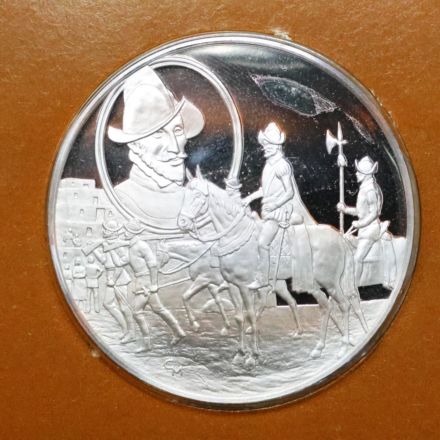 Franklin Mint The Great Explorers STERLING SILVER Art Round - De Coronado
