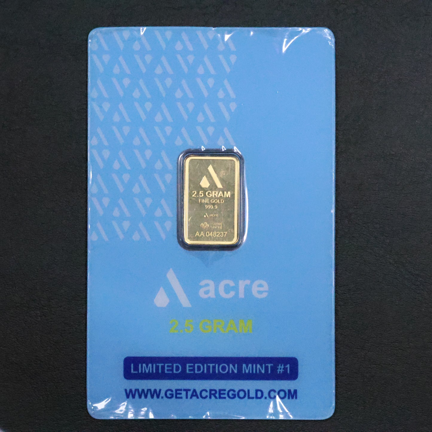 2.5 Gram .9999 Fine Gold Acre Bar in Assay Original Gift Box SEALED