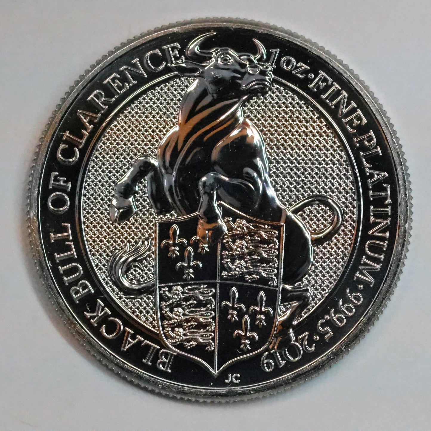 2019 Great Britain 1 oz Platinum Queen's Beasts - Black Bull of Clarence w/ Capsule