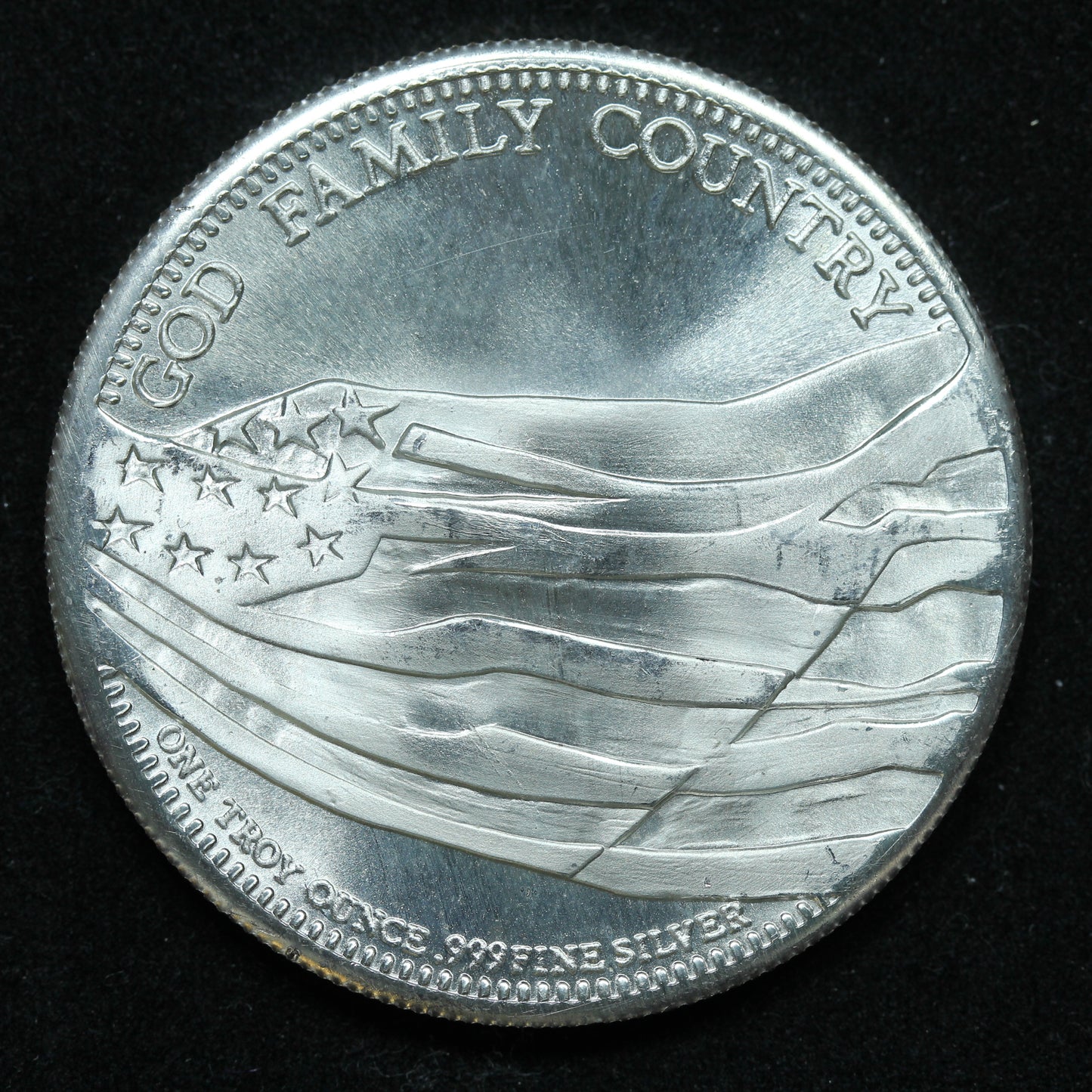 1 oz .999 Fine Silver Round Vintage ONE SILVER EAGLE GOD FAMILY COUNTRY