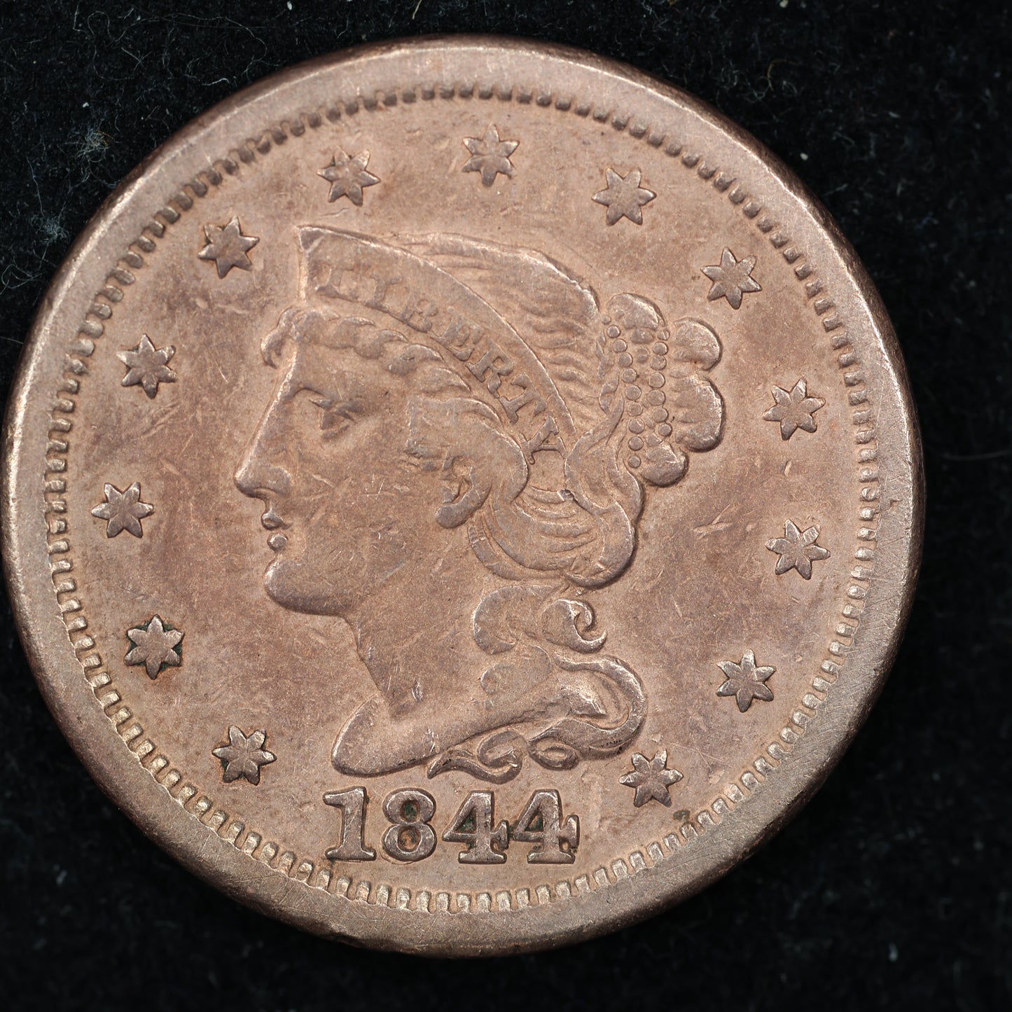 1844  Braided Hair US Large Cent 1C Penny