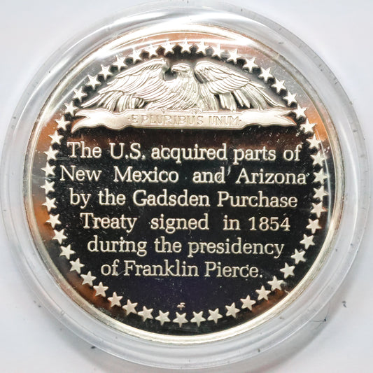 Franklin Mint STERLING SILVER Medals - History of American Presidency - Gadsden Purchase