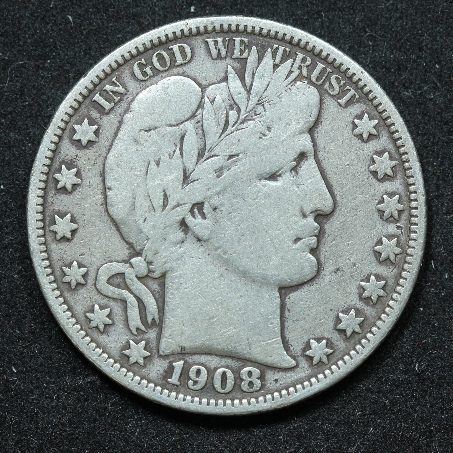 1908 O Barber Silver Half Dollar - New Orleans