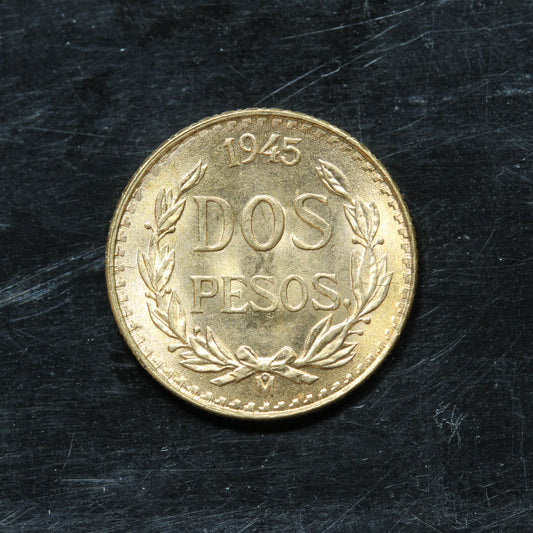 1945 2 Pesos Dos Pesos Mexico Gold Coin