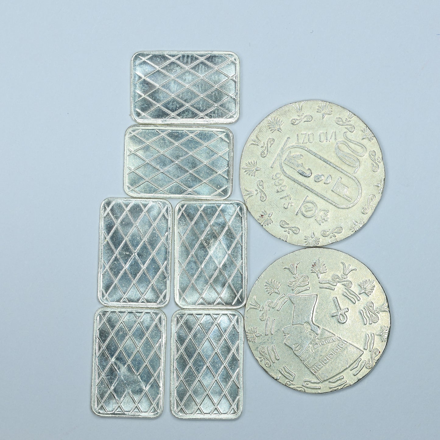 Silver Bullion Lot - 12.22 grams of .999 Fine Silver (6 x 1 gram Bars & 2 x 1/10 oz Rounds)