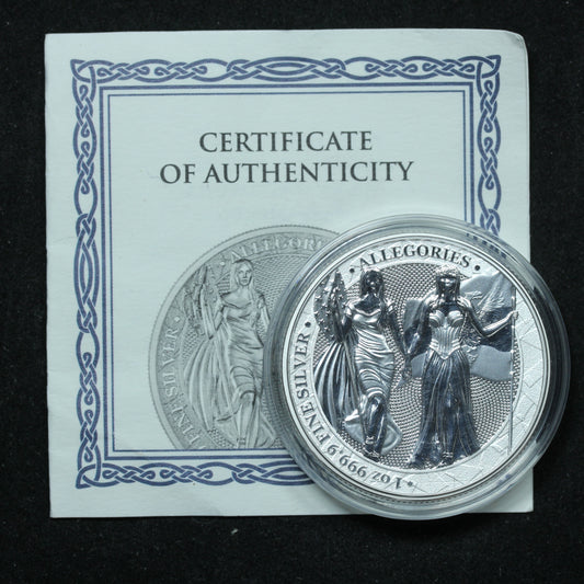1 oz .9999 Fine Silver Germania 2019 5 Mark Allegories w/ Capsule & COA
