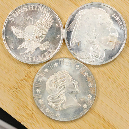 Random 3 Troy Ounces of Silver .999 Fine Our Choice of Round Secondary Market