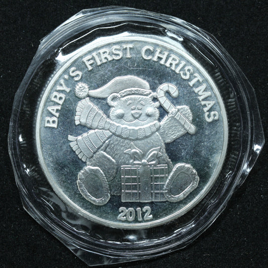 1 oz .999 Fine Silver - 2012 Baby's First Christmas Engravable SEALED