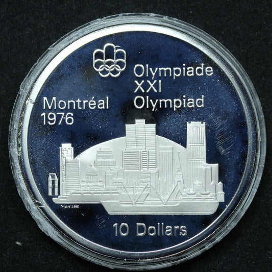 1973 Canada 10 Dollar Montreal Skyline 1976 Montreal Olympics Proof Sterling Coin