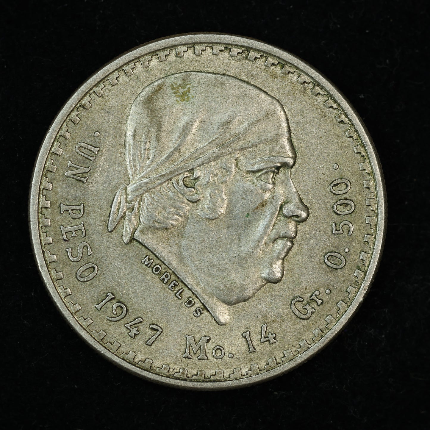 1947 Mexico 1 Peso Silver Coin (.500 purity, 0.225 oz ASW)