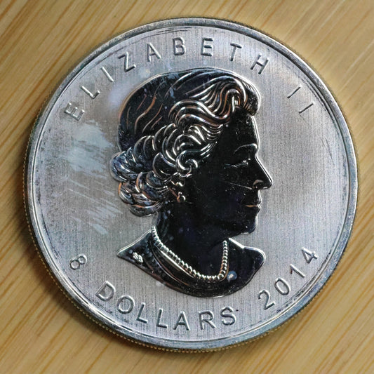 2014 Canada 1.5 oz Silver Arctic Fox .9999 Fine $8 Coin Spots/Marks