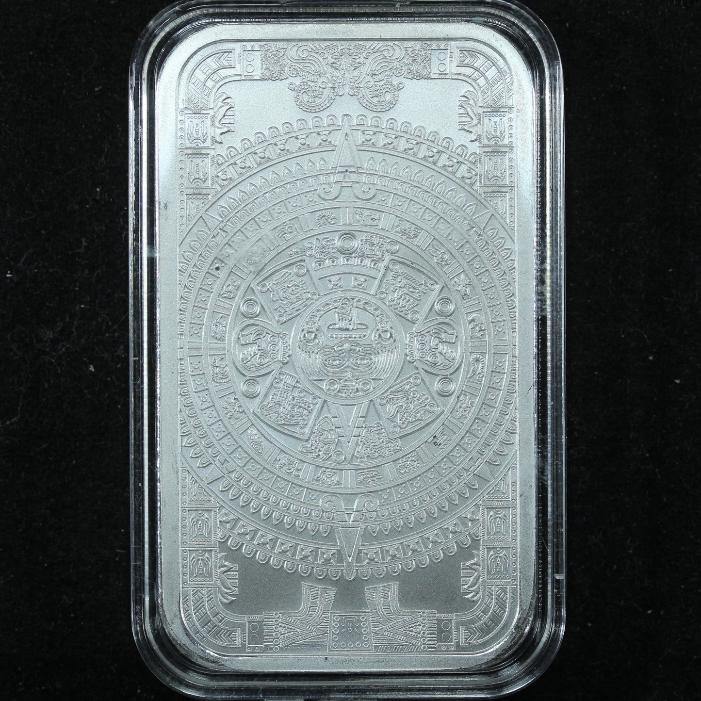 1 oz .999 Fine Silver Art Bar - Aztec Warrior Cuahtemoc & Calendar Mexico w/ Capsule
