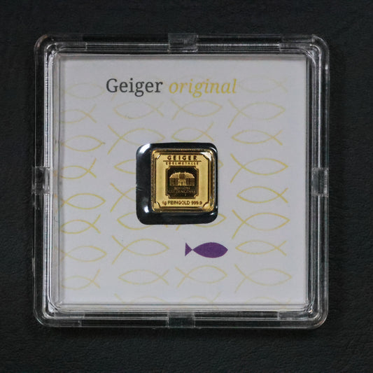 1 Gram .9999 Geiger Fine Gold Bar - Original Christian Edition in Assay