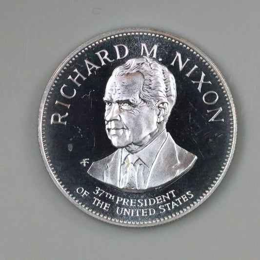 Franklin Mint Presidential Commemorative Sterling Silver Medal - Richard M. Nixon