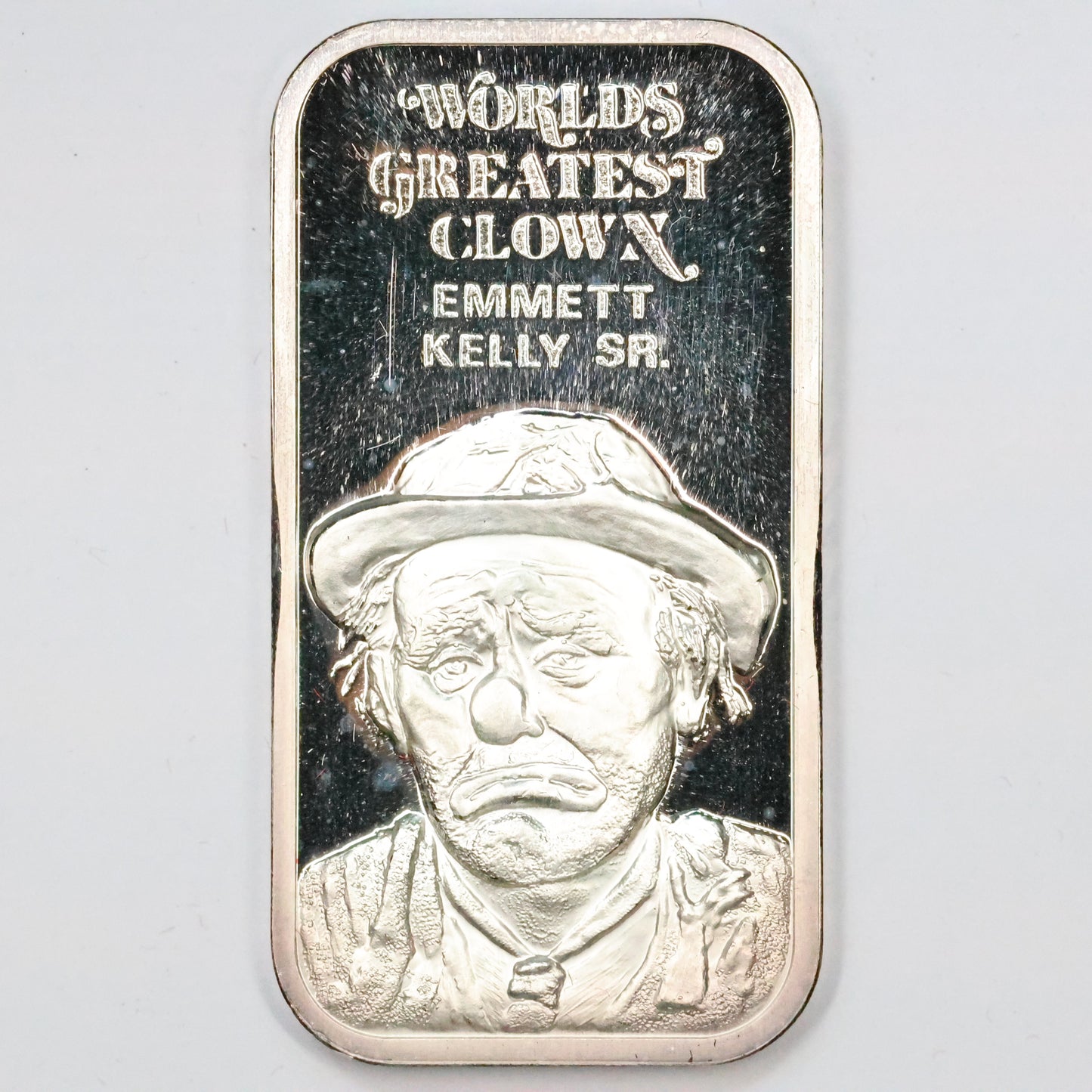 1973 Silver Creations Ltd - Emmett Kelly - 1 oz .999 Fine Silver Bar w/ Box & COA