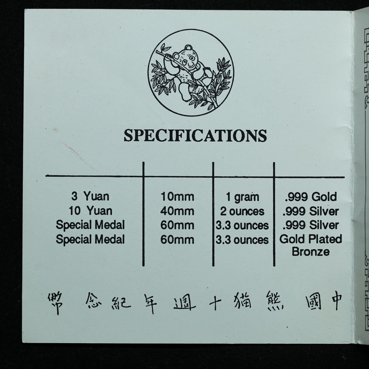 Rare 1991 China 10th Anniversary Panda Collection Gold and Silver Proof Set