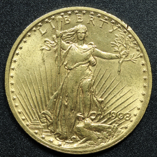 1908 $20 Gold St. Gaudens Double Eagle - Philadelphia