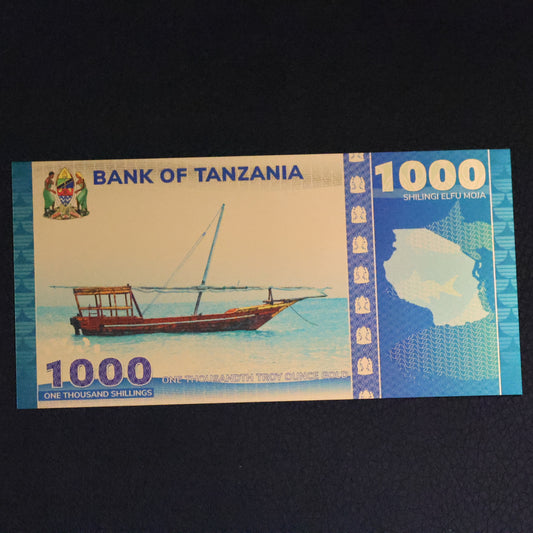 2021 Republic of Tanzania 1000 Shillings 1/1000th oz Gold Bill Aurum Tanganyika Catfish 0003204