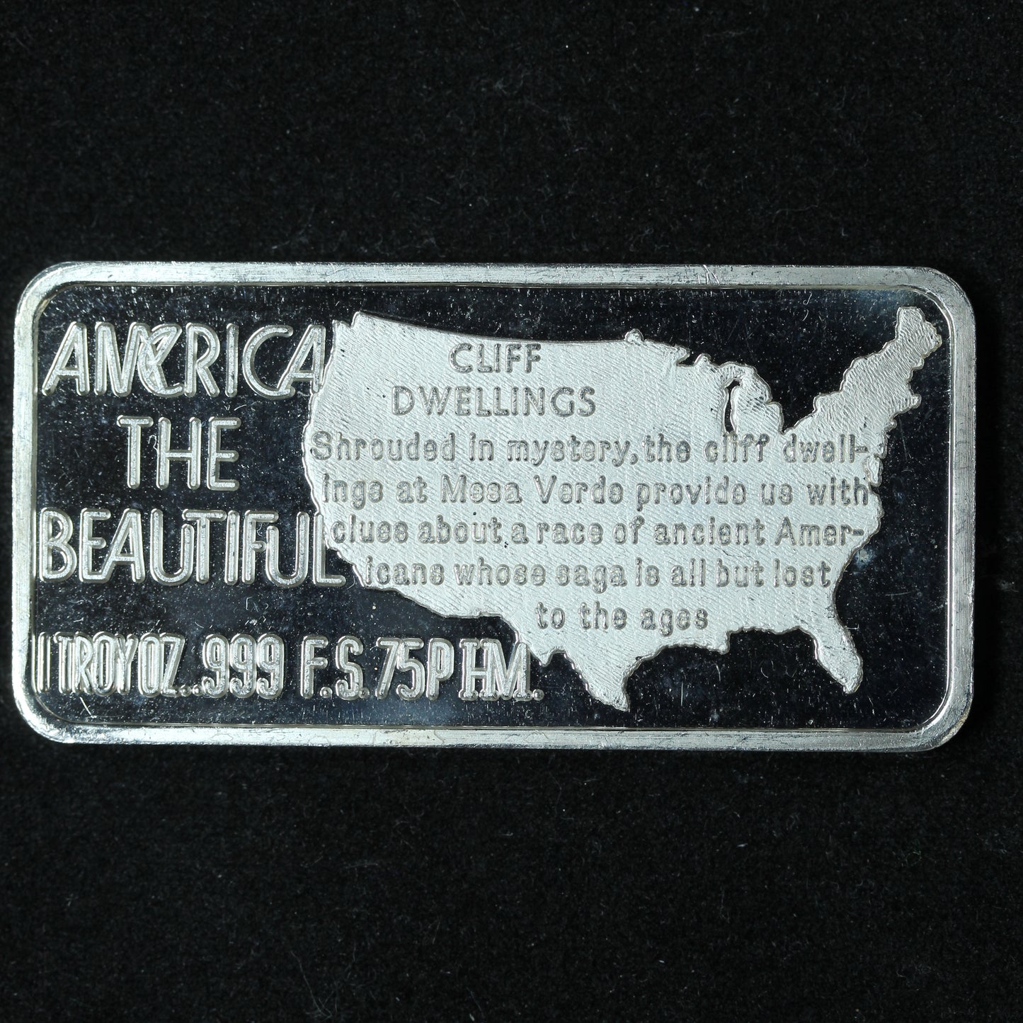 1 oz .999 Fine Silver Bar - Hamilton Mint America The Beautiful Cliff Dwellings
