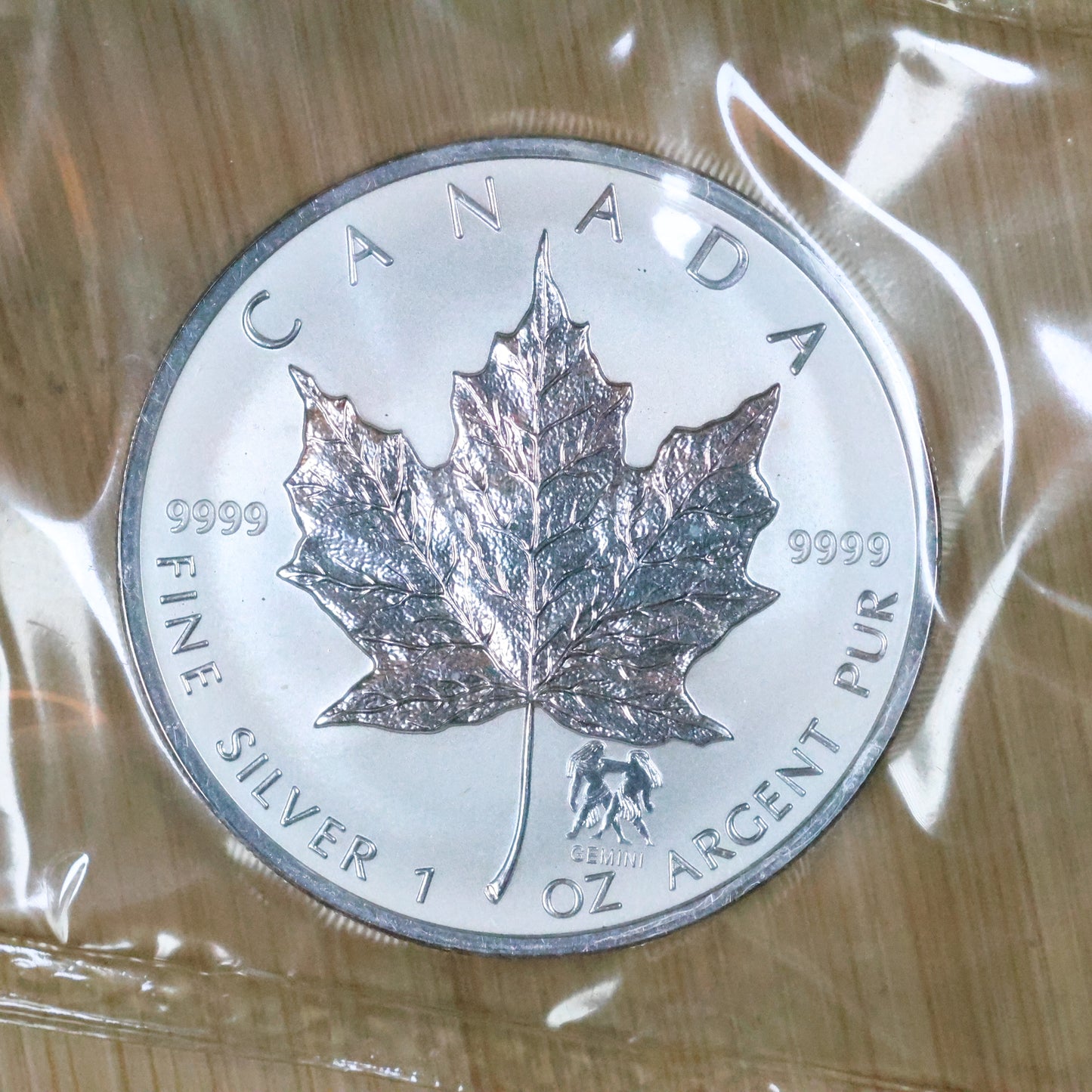 2004 1 oz Silver Canada $5 Maple Leaf Zodiac - Sealed - Gemini Privy