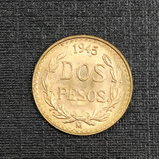 1945 2 Pesos Dos Pesos Mexico Gold Coin