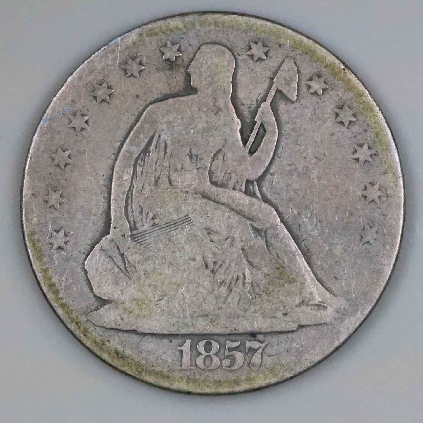 1857 O Seated Liberty Silver Half Dollar 50c New Orleans