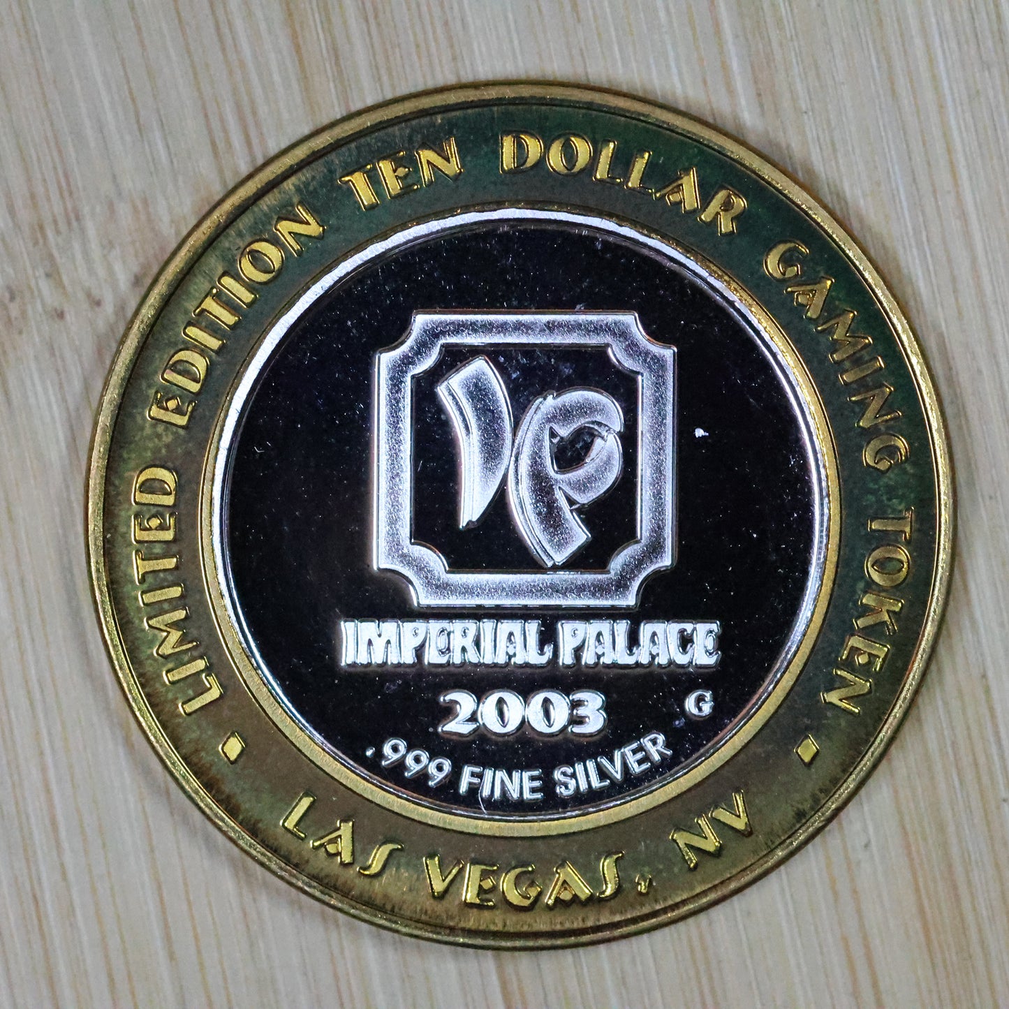 2003 Imperial Palace $10 Gaming Casino Token - .999 Fine Silver w/ Capsule