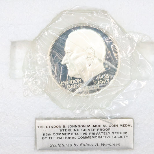 National Comm. Society - Lyndon B. Johnson Memorial Coin-Medal Sterling Silver Proof