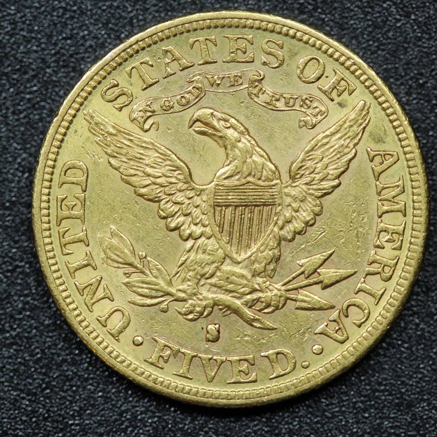 1886 S $5 Gold Liberty Head Half Eagle Coin San Francisco