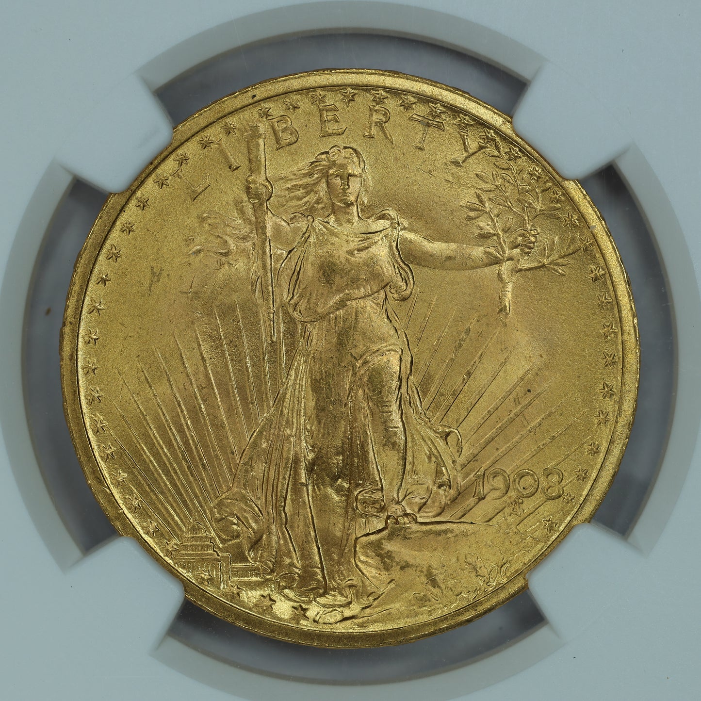 1908 US Gold $20 Liberty Head No Motto Double Eagle - NGC MS 65