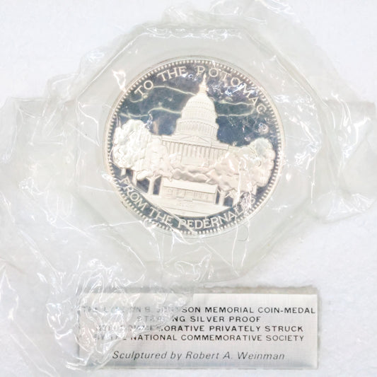 National Comm. Society - Lyndon B. Johnson Memorial Coin-Medal Sterling Silver Proof