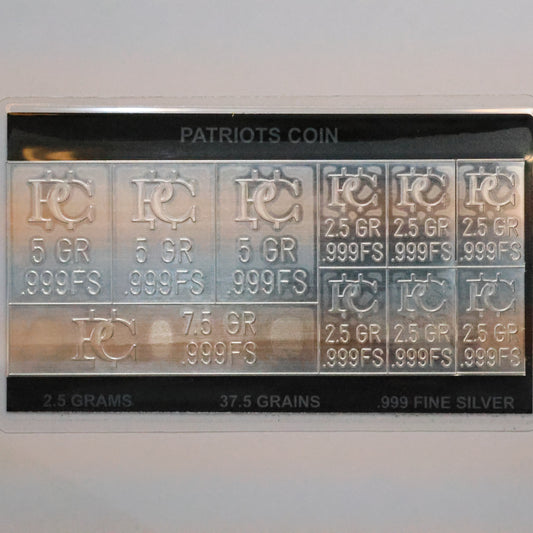 Patriots Coin Silver Bar 37.5-GRAIN .999 Fine Silver - Sealed/Laminated Card
