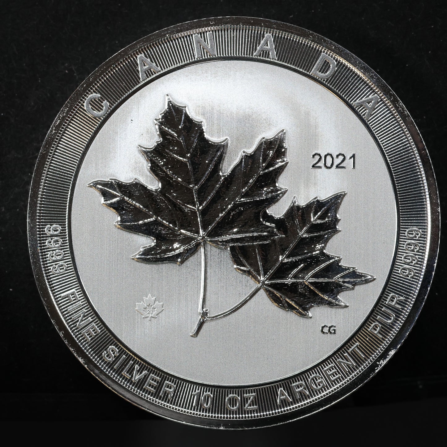 2021 Canada Maple Leaf 10 oz .9999 Silver $50 Coin w/ Capsule