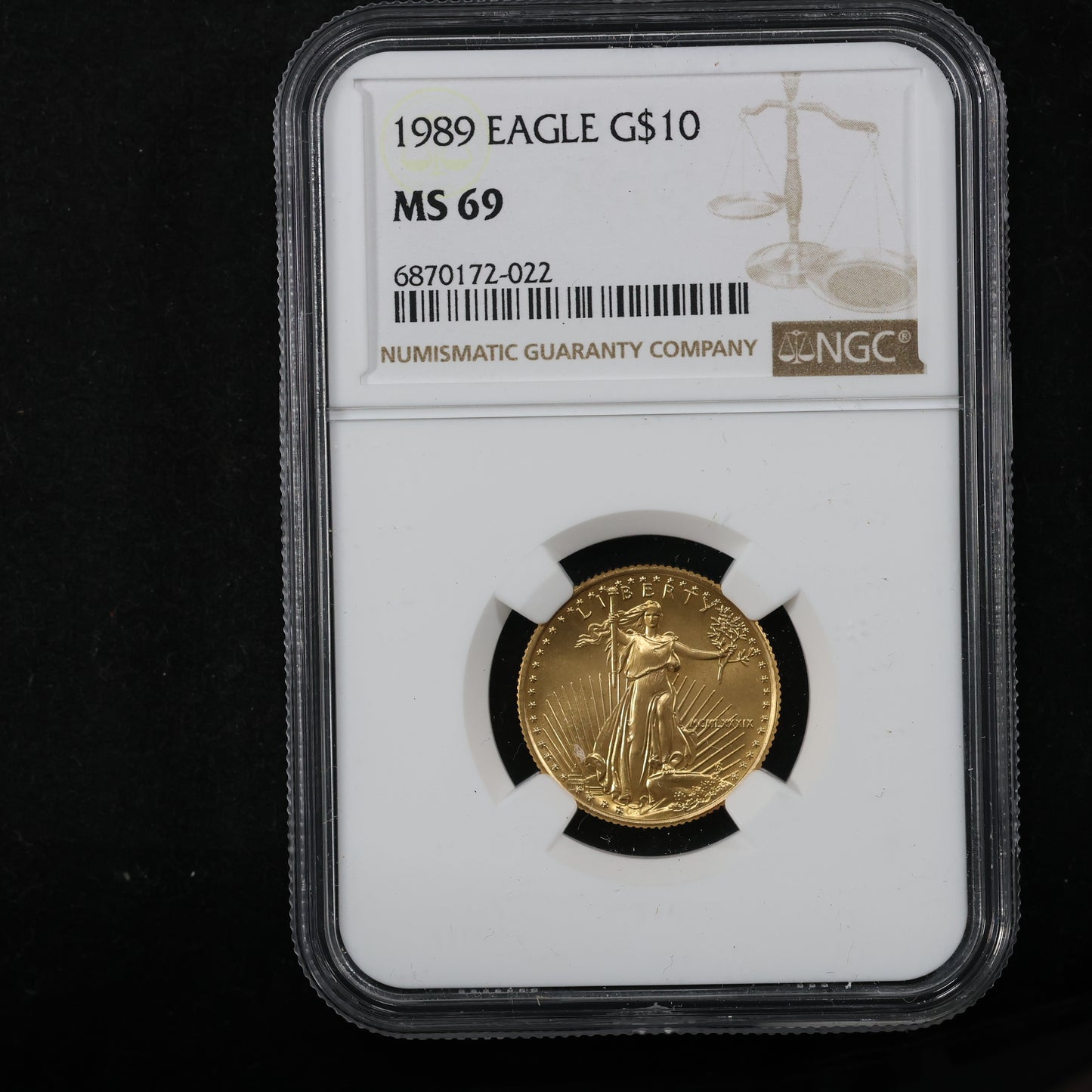 1989 1/4 oz Gold American Eagle 10$ Bullion Gold Coin - NGC MS 69