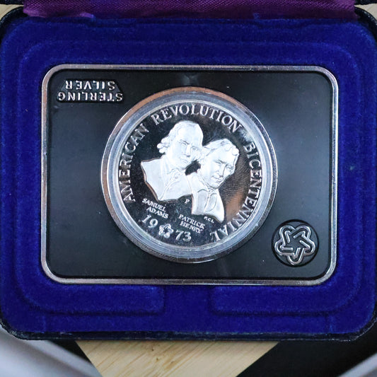 1973 American Revolution Bicentennial Commemorative Sterling Silver Medal w/ Box NO COA