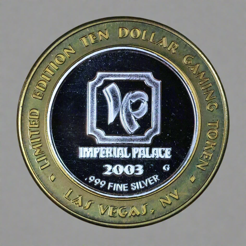 2003 Imperial Palace $10 Gaming Casino Token -  .999 Fine Silver - America's Heroes w/ Capsule