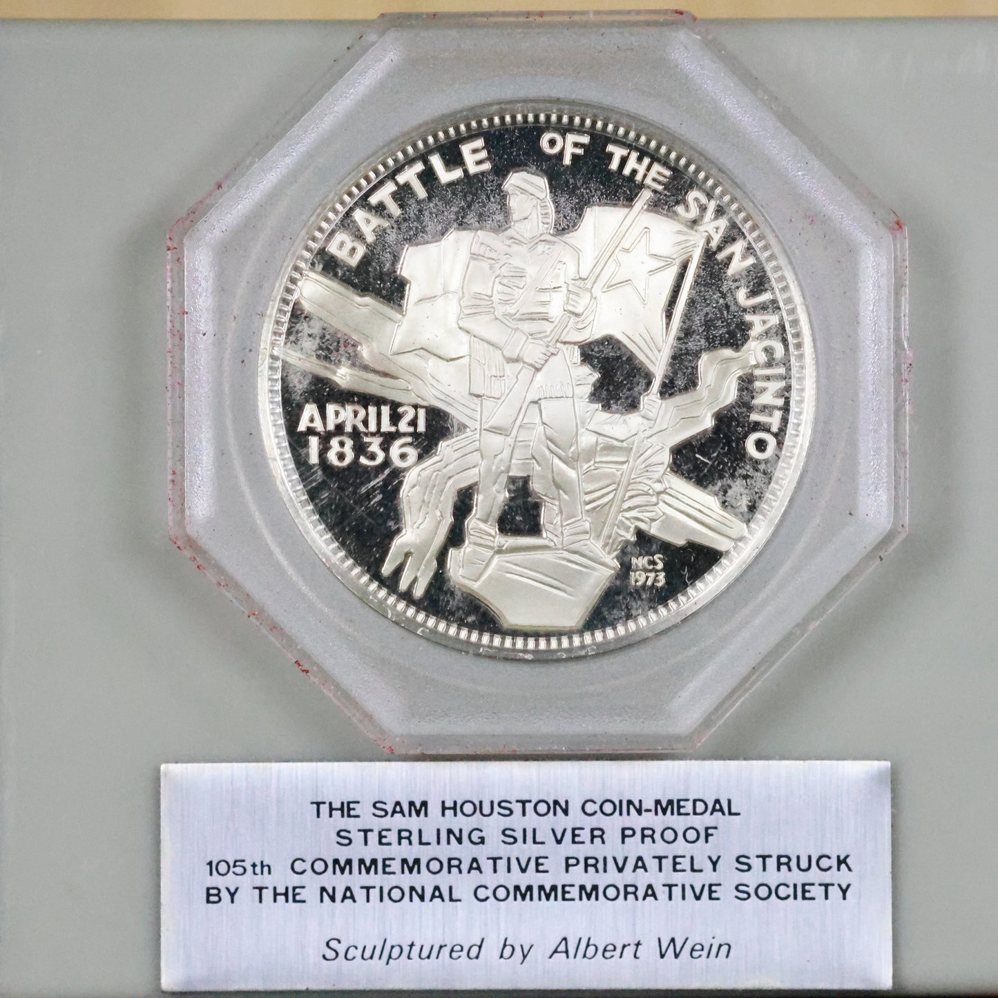 National Comm. Society - Sam Houston Coin-Medal Sterling Silver Proof