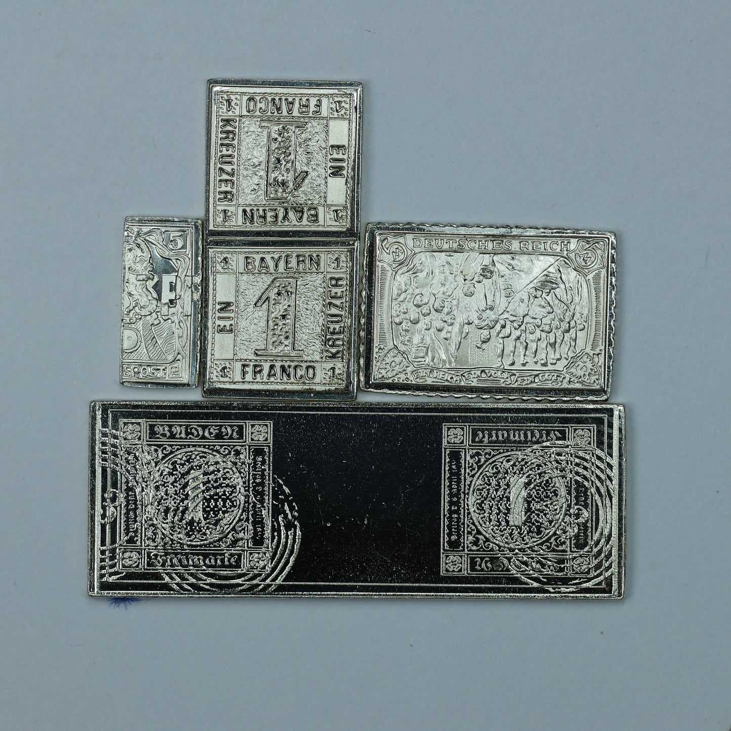 Franklin Mint Sterling Silver Miniature World Stamps - Germany Bavaria